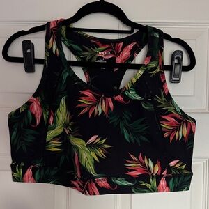 Torrid Leaf Print Sports Bra - Black, Pink, Green